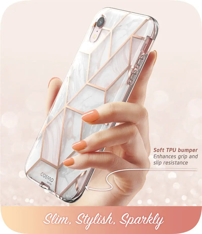 Estuche protector de mármol con brillo de cuerpo completo de 6.1"