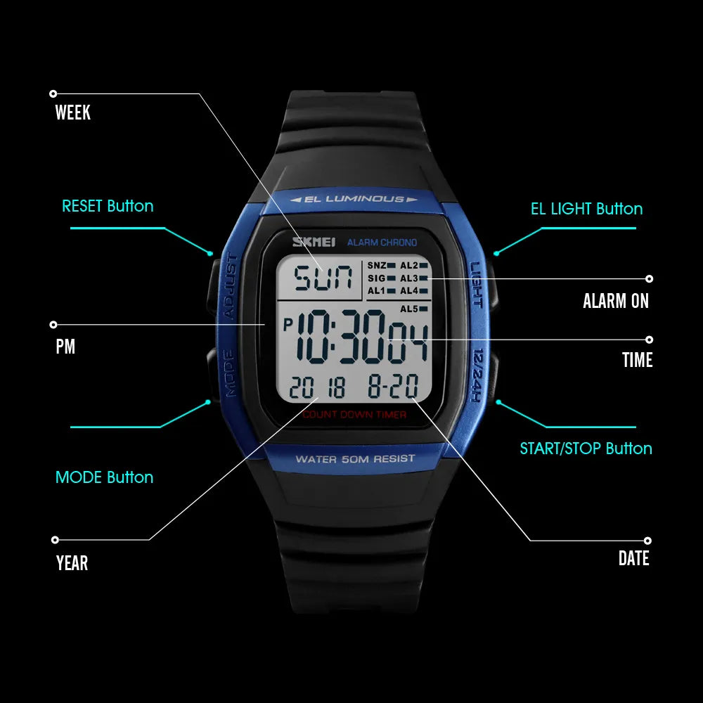 Sports Digital LED Men's Waterproof Watch
