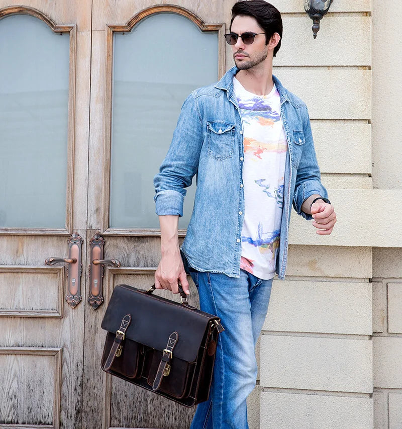 Bolso de hombro vintage 100% cuero genuino