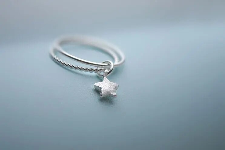 Silver PlatedDouble Star Open Rings