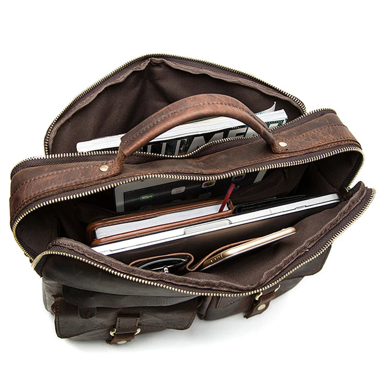 Leder-Aktentasche, Büro-Laptop-Handtasche