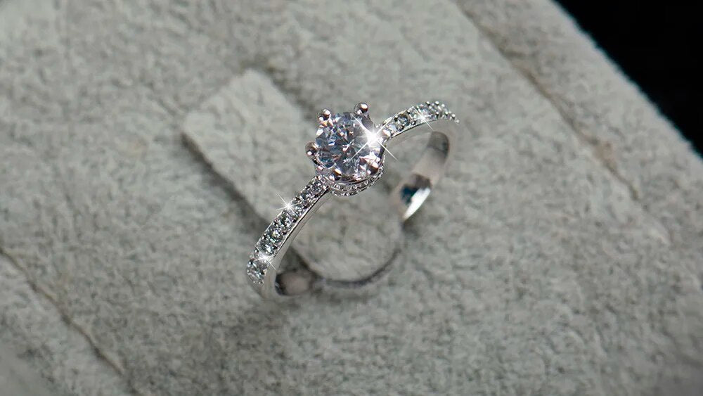 Sterling Silver 5A Zircon Wedding Rings