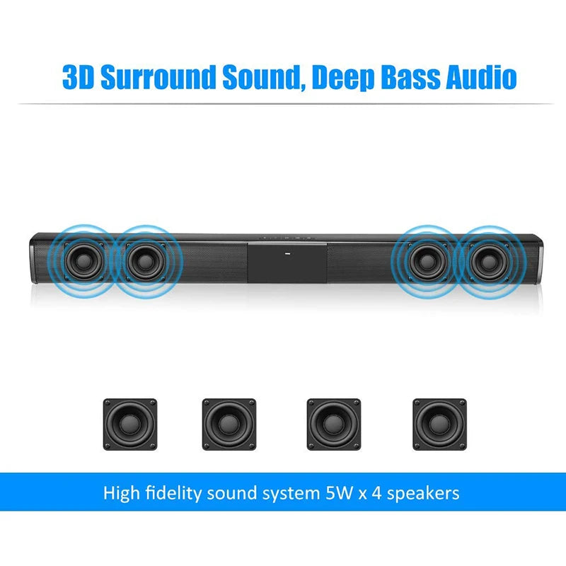 20 W kabelgebundene und kabellose TV-Soundbar