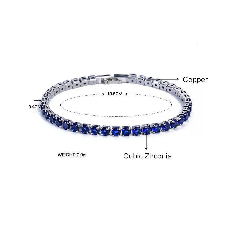 Pulseras de tenis con circonita cúbica de 4 mm