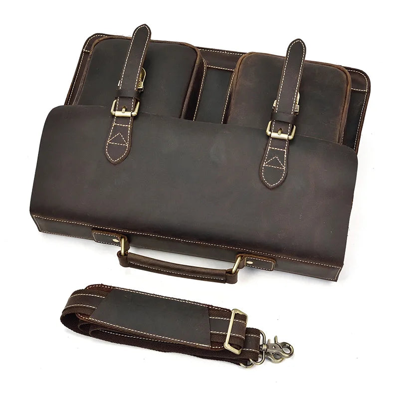 Bolso de hombro vintage 100% cuero genuino