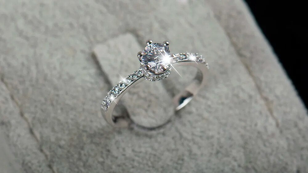 Sterling Silver 5A Zircon Wedding Rings
