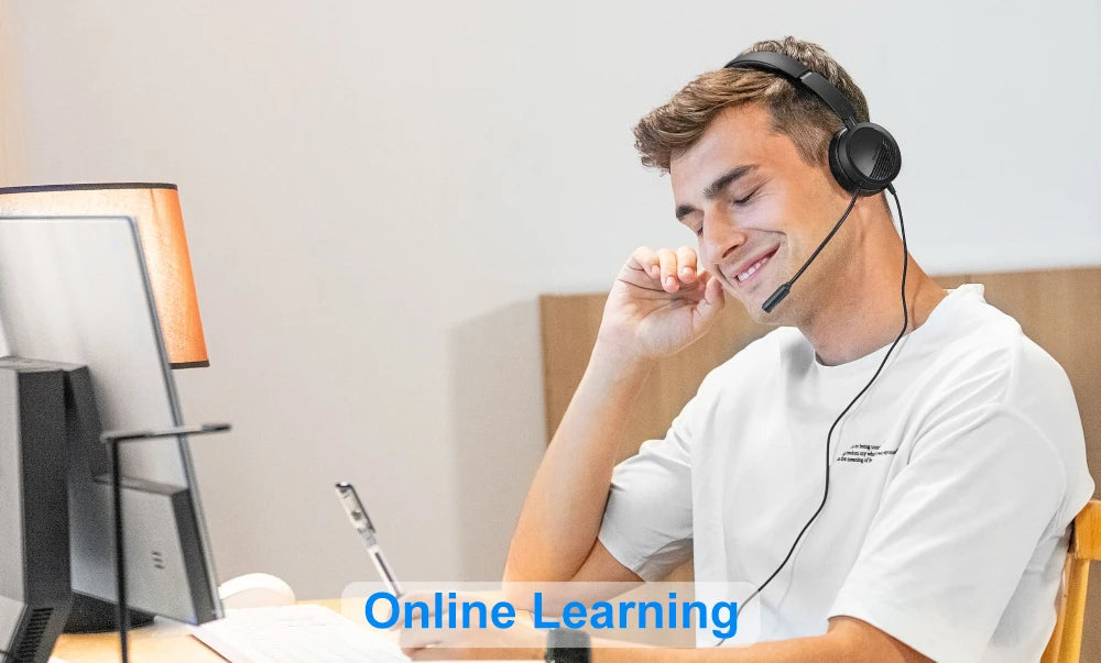 Mic Mute Noise Cancelling Call Center Headphones