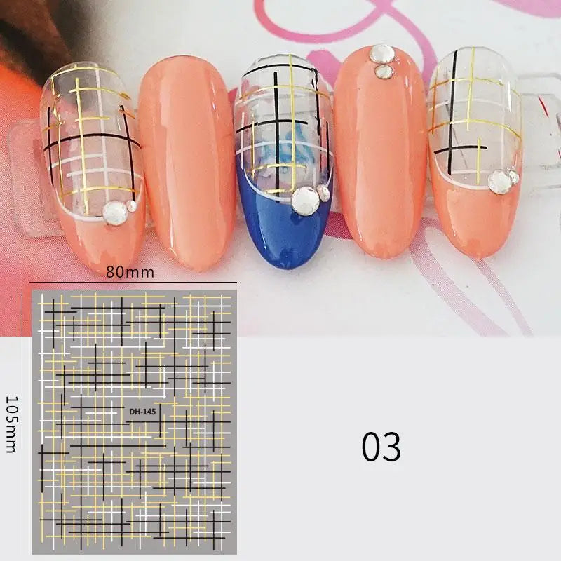 Papers Stripe 3D Nail Sticker
