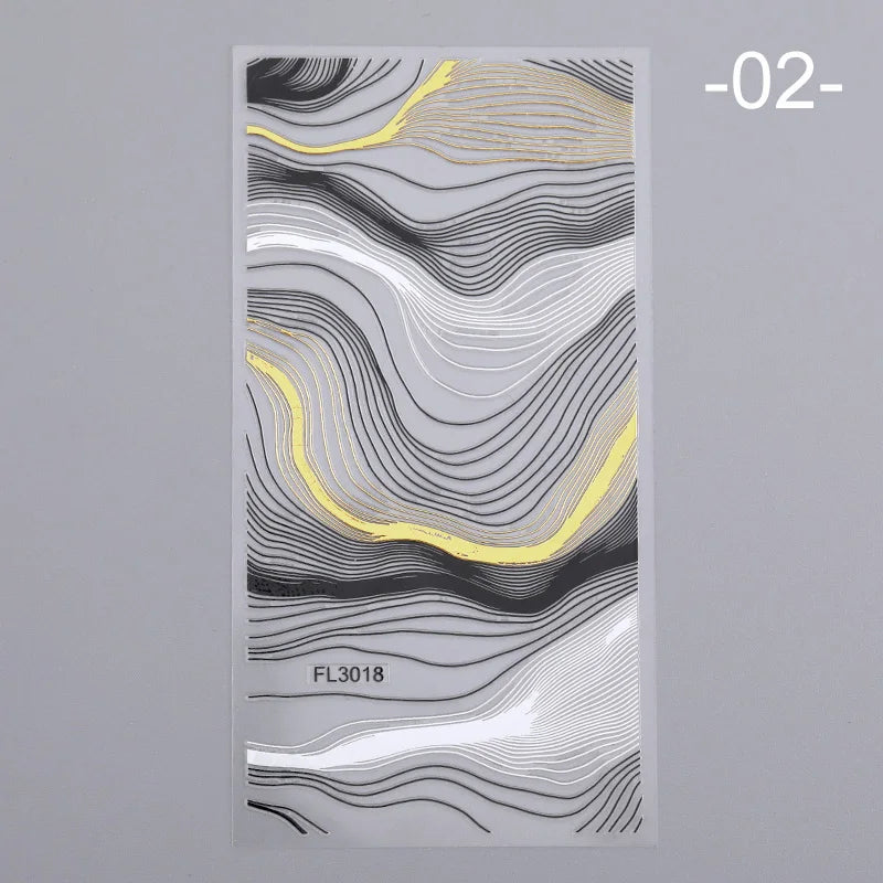 3D Lines Nail Stickers