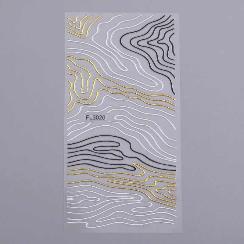 Papers Stripe 3D Nail Sticker
