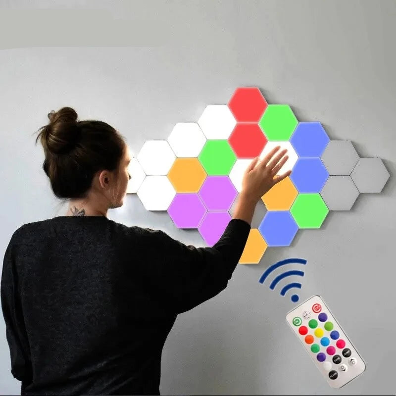 Touch-Controlled Hexagon Quantum Wall Lamp