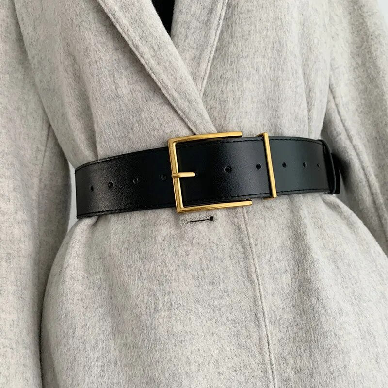Square Pin Buckle Imitation Leather Belt