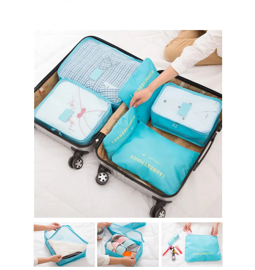 6pcs/Set Travel Organizer Laundry Bag Storage Case