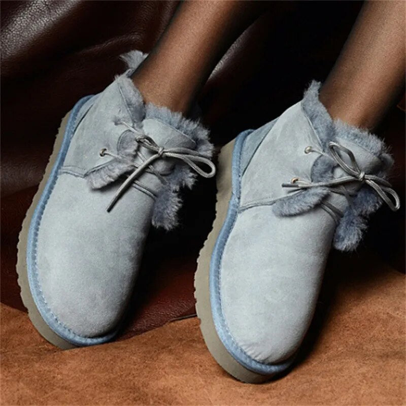 Sheepskin Leather Natural Fur Snow Boots