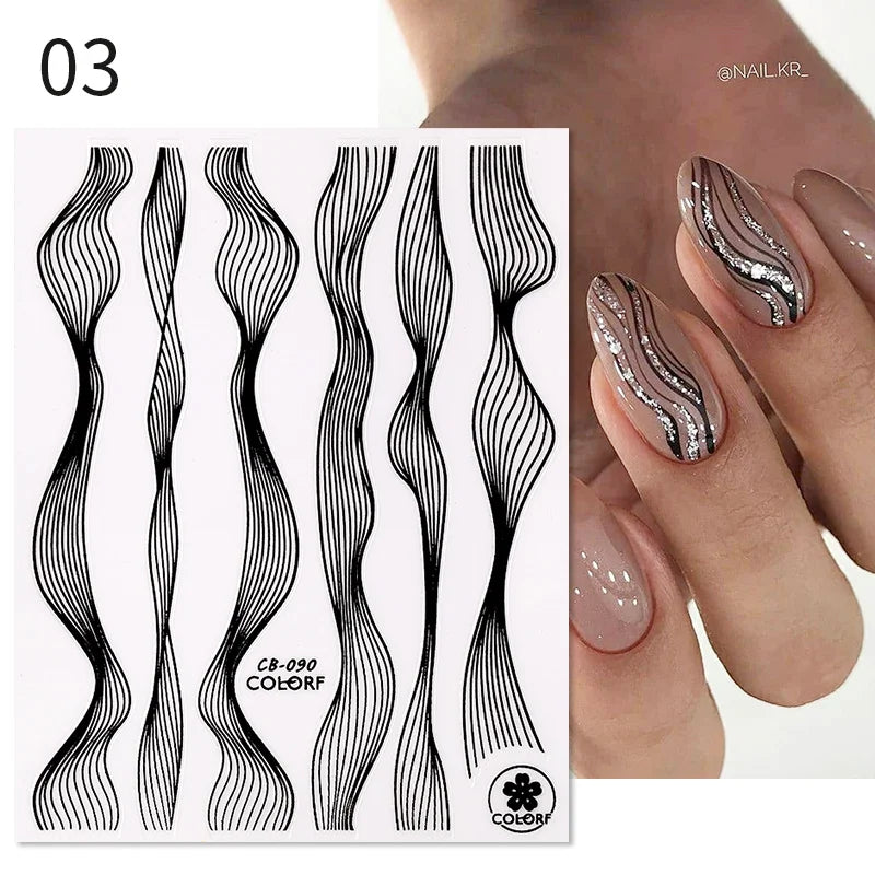 3D Lines Nail Stickers