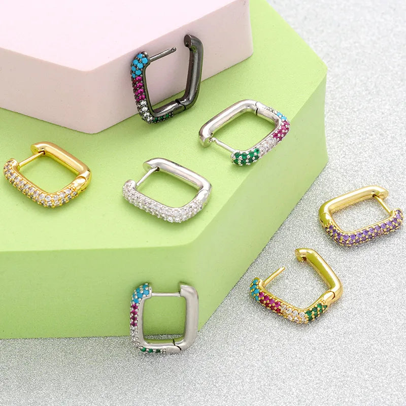 Hoop Crystal Accents Earrings