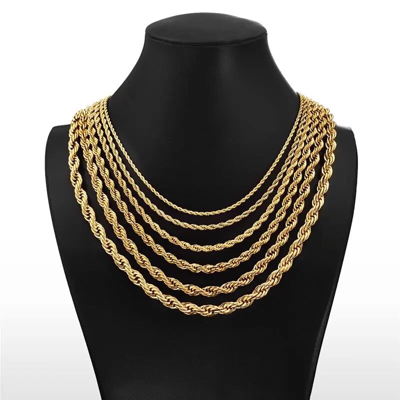 Collar de cadena de cuerda de acero inoxidable
