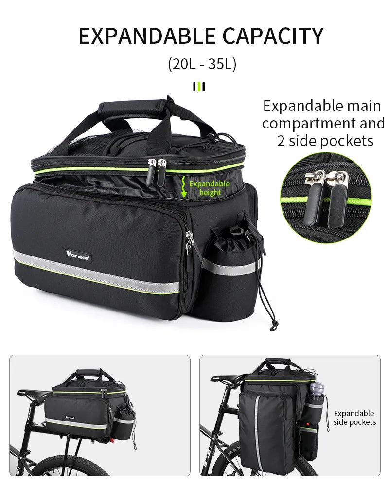 3 In 1 Waterproof Bicycle Trunk Large Capacity Travel Bag