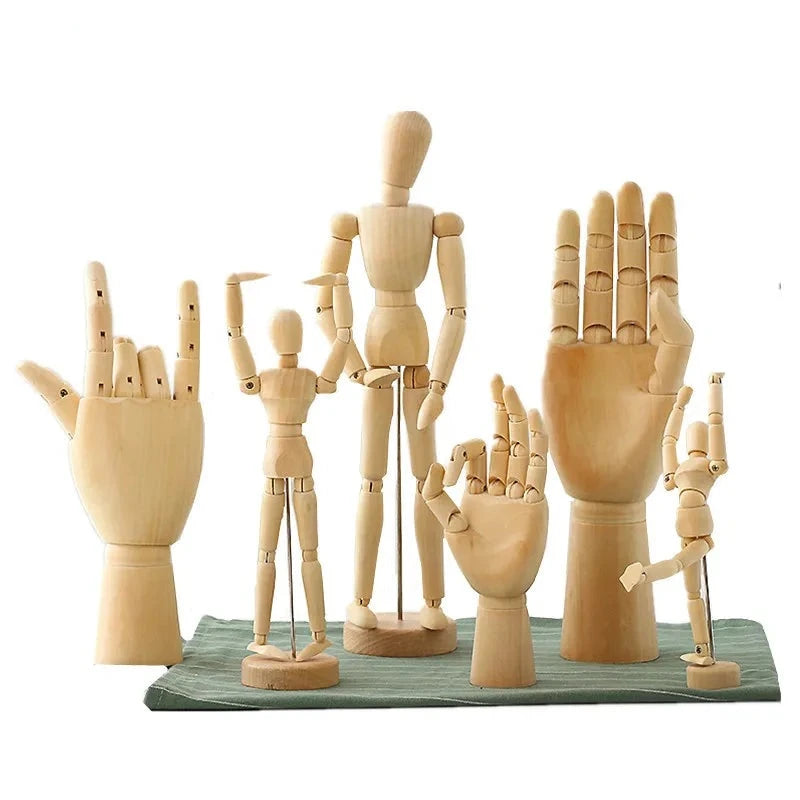 Wooden Man Figurines Rotatable Mannequin