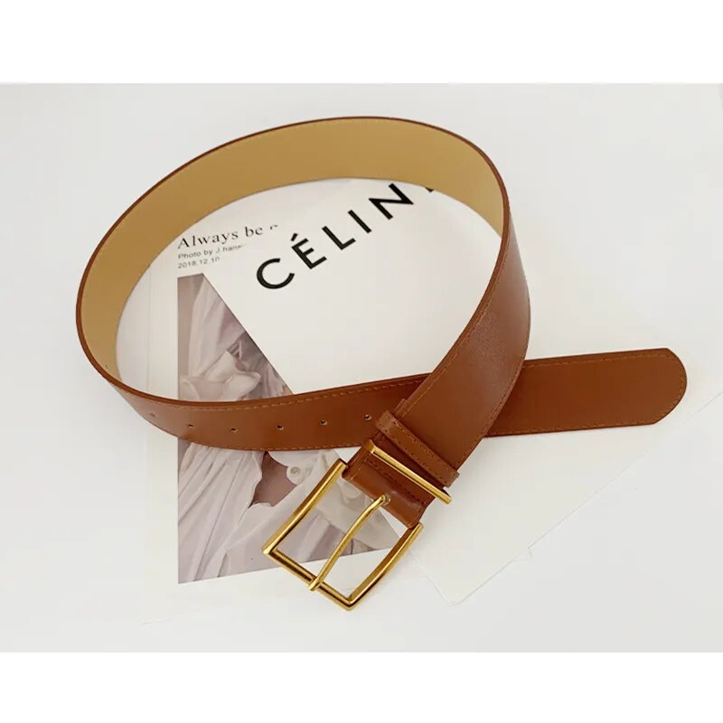 Square Pin Buckle Imitation Leather Belt