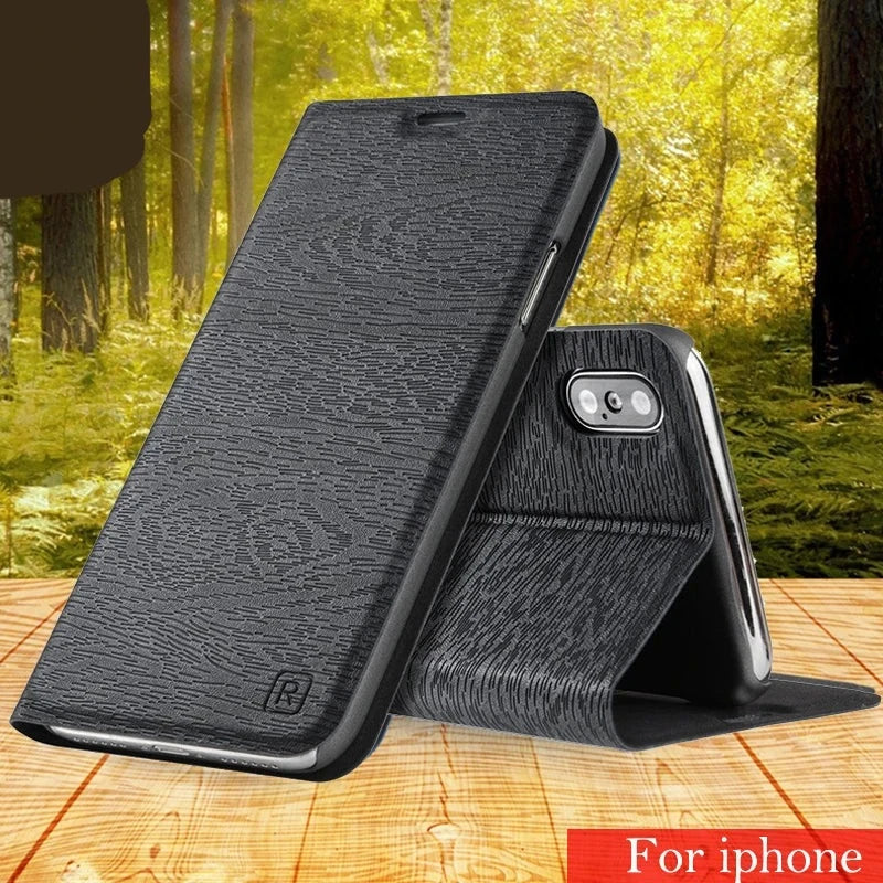 Magnetisches Flip-Book-Wallet-Cover aus Leder