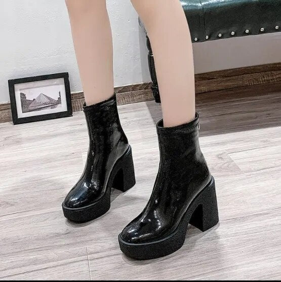 Cow Patent Leather Boots
