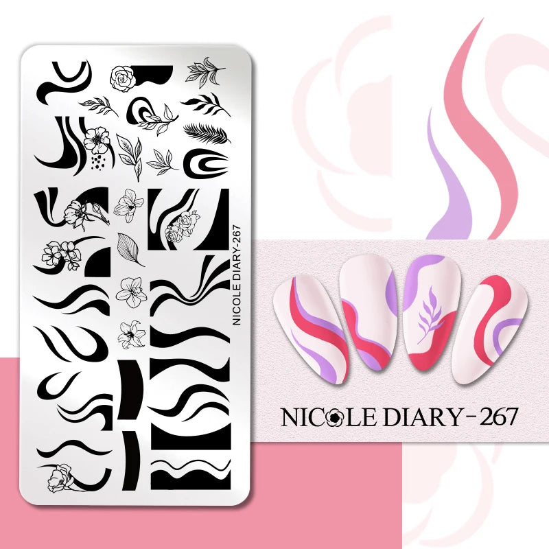 Flower Nail Stamping Plates Template Geometric