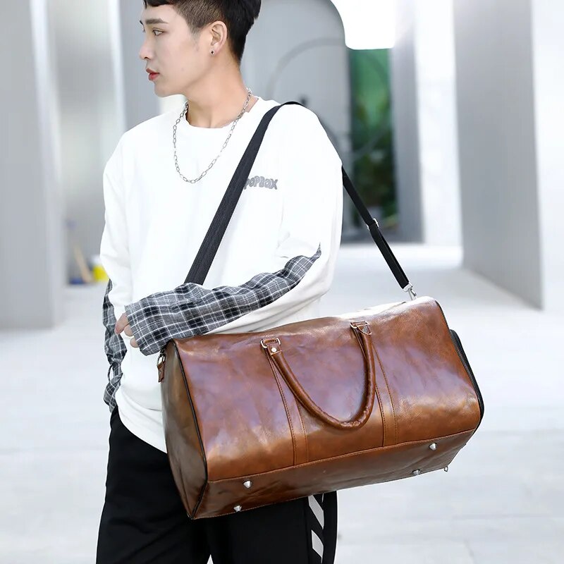 High Capacity Travel Bag Luggage  Suitcase Soft Leather