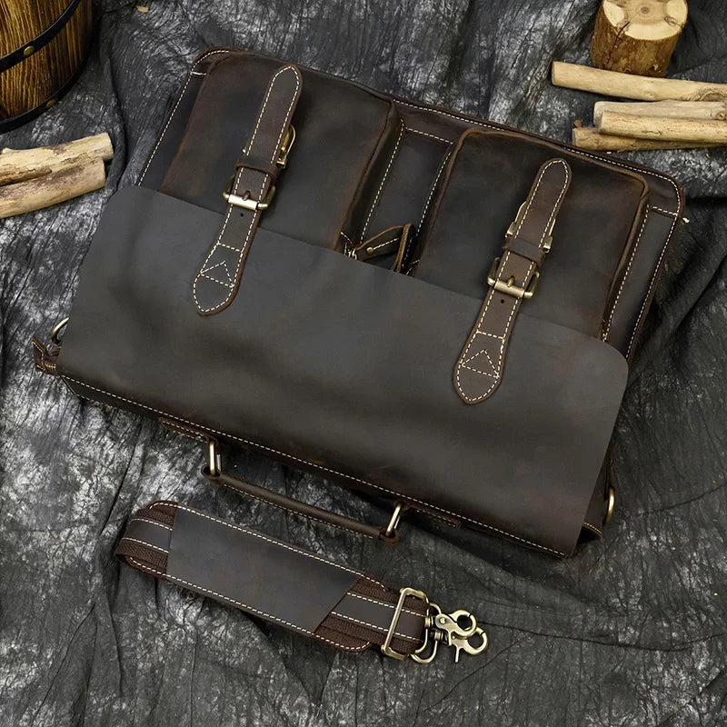 Bolso bandolera de cuero de vaca de negocios
