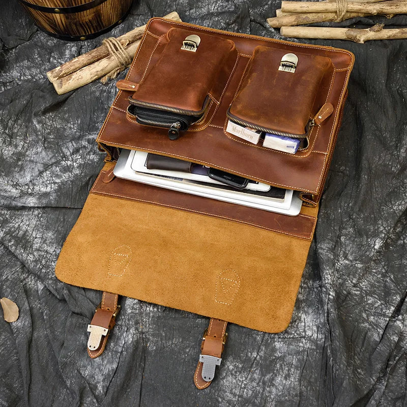 Bolso bandolera de cuero de vaca de negocios