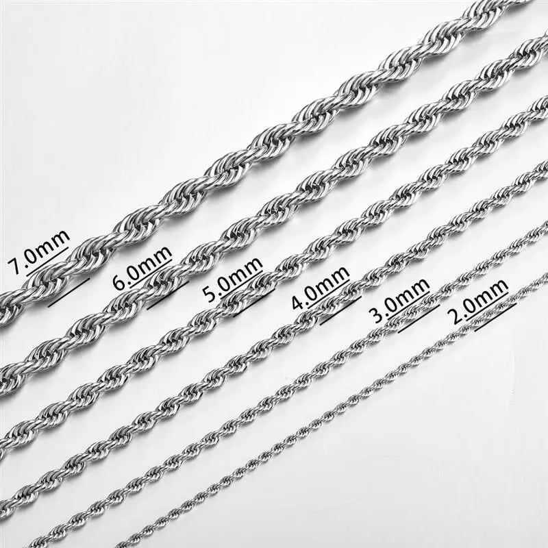 Collar de cadena de cuerda de acero inoxidable