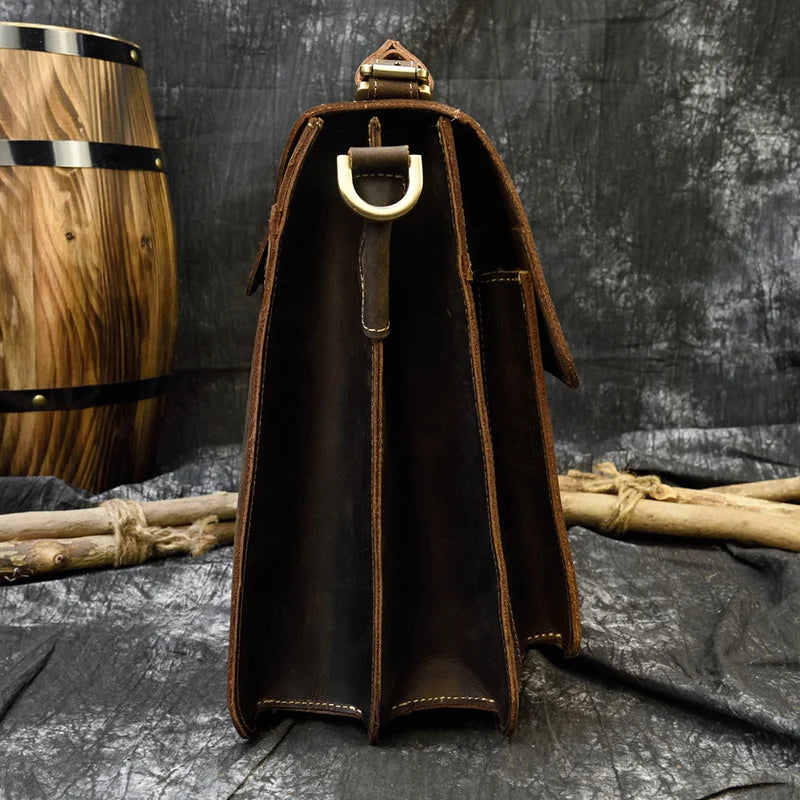 Bolso bandolera de cuero de vaca de negocios