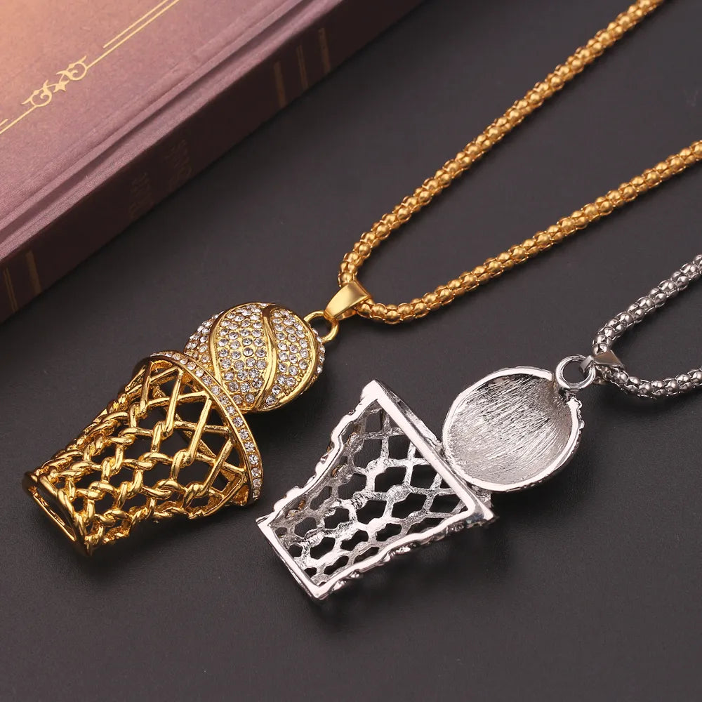 Exaggerated Punk Basketball Pendant Necklaces