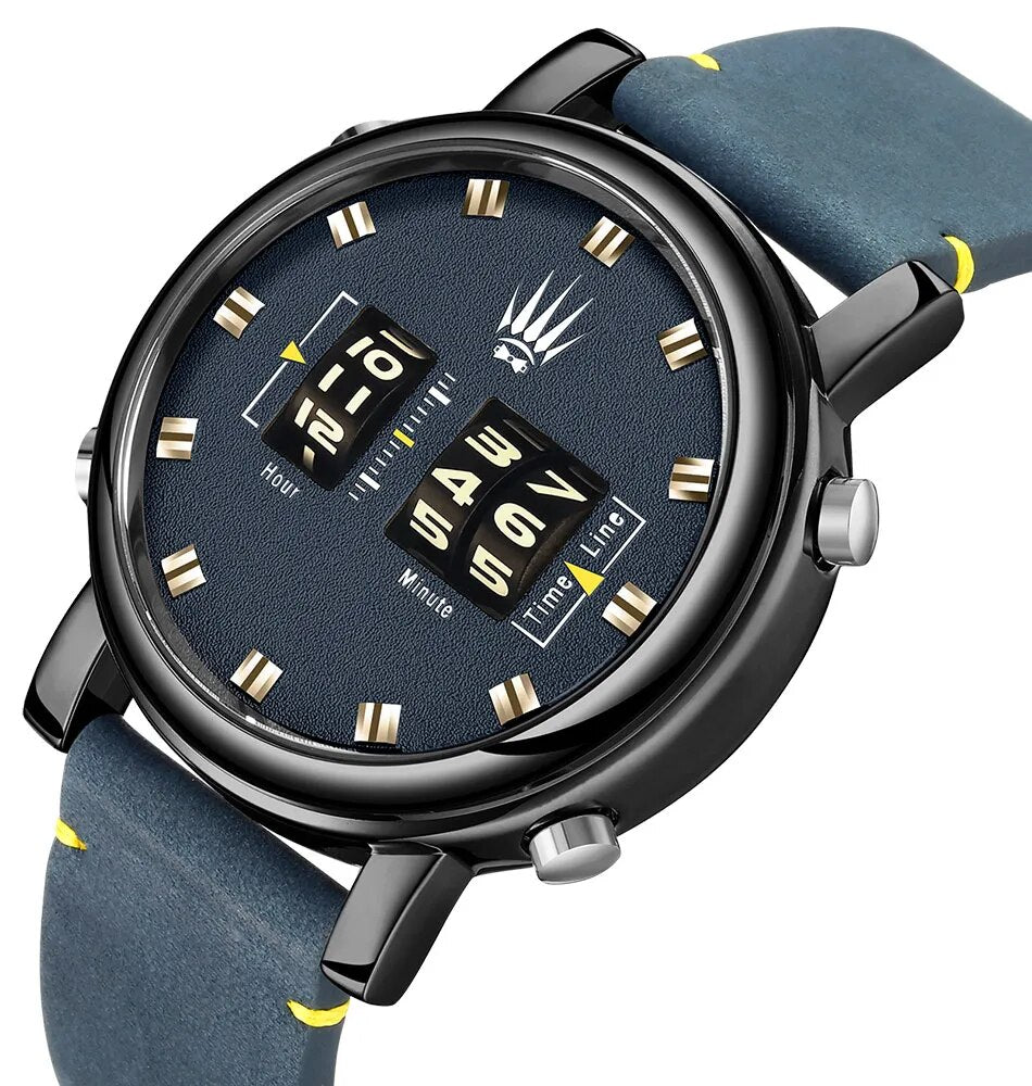 Digital Roller Numbers Quartz Watch