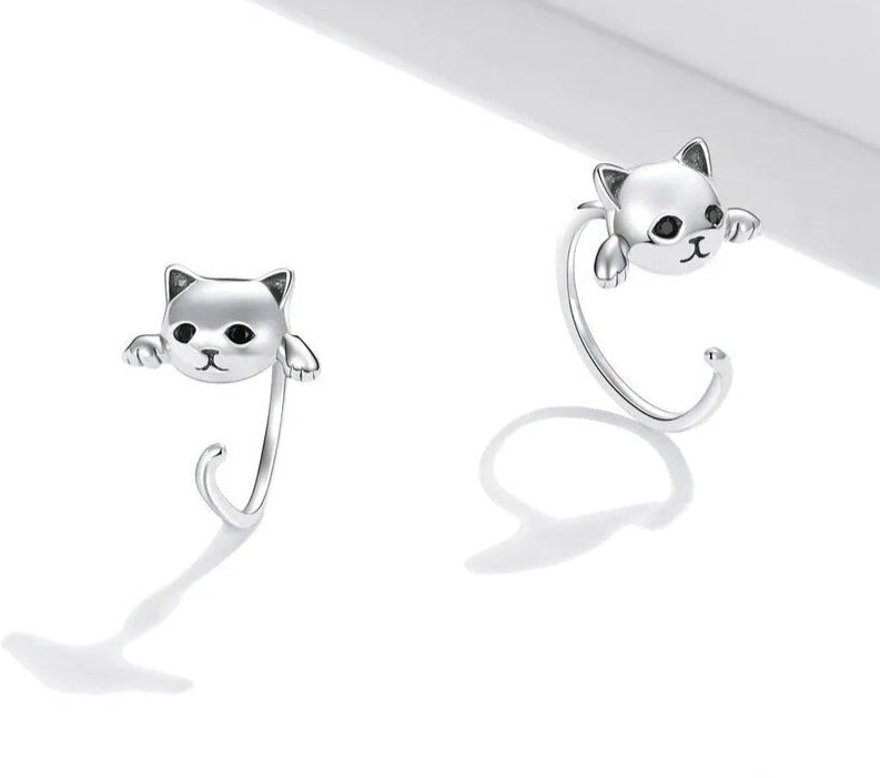 Genuine Sterling Minimalist Cute Tail Stud Earrings