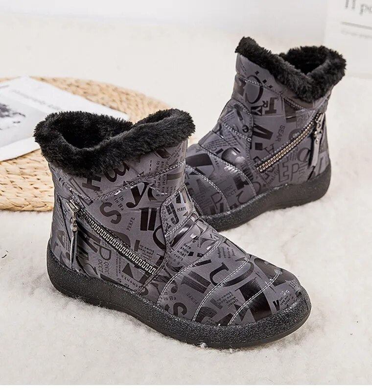 Stylish Waterproof Snow Boots for Women with Low Heels