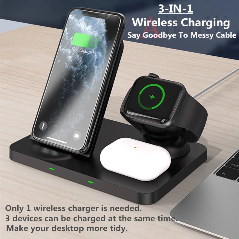 Drahtloser Ladeständer 3 in 1 Schnellladung für Apple