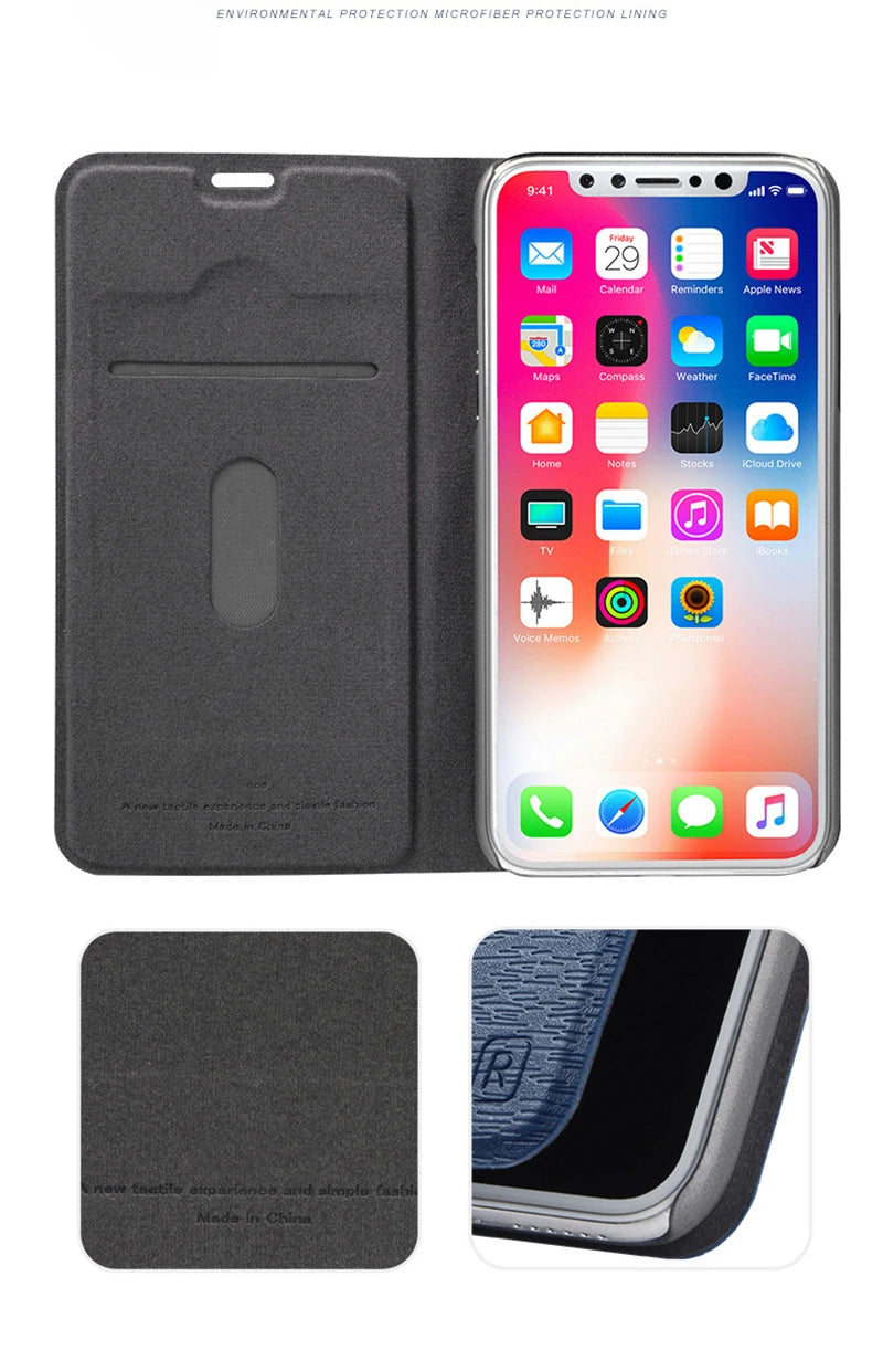 Magnetisches Flip-Book-Wallet-Cover aus Leder