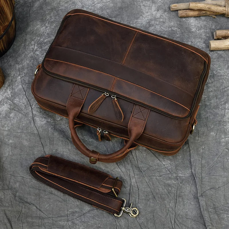 Bolso bandolera de cuero de vaca de negocios
