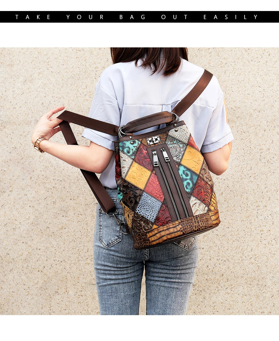 Bolsos tipo mochila de cuero genuino