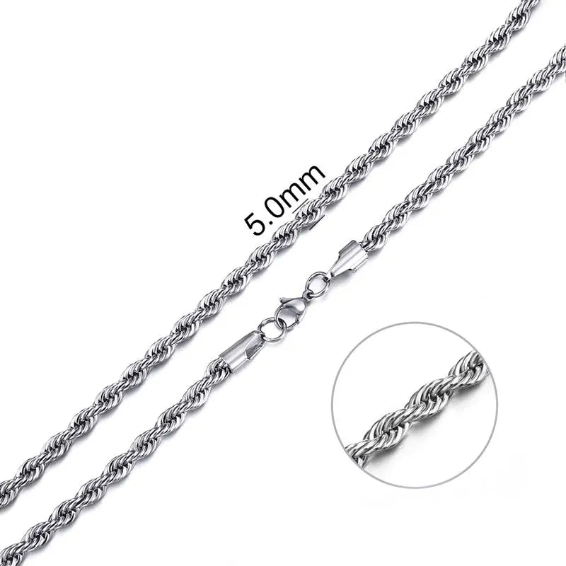 Collar de cadena de cuerda de acero inoxidable
