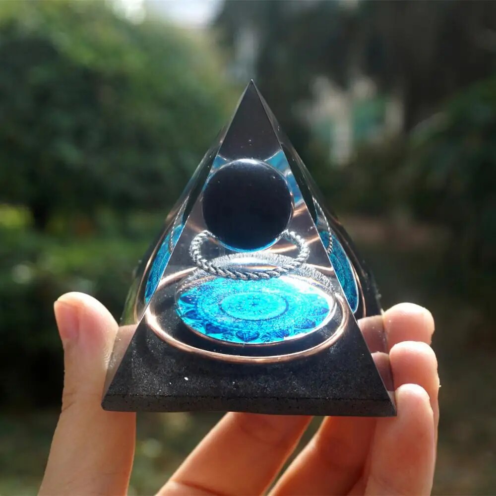 Handmade Pyramid Mandala Obsidian
