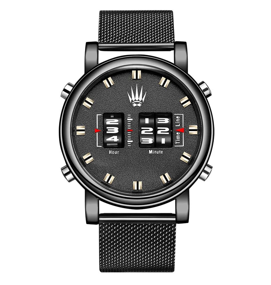 Digital Roller Numbers Quartz Watch
