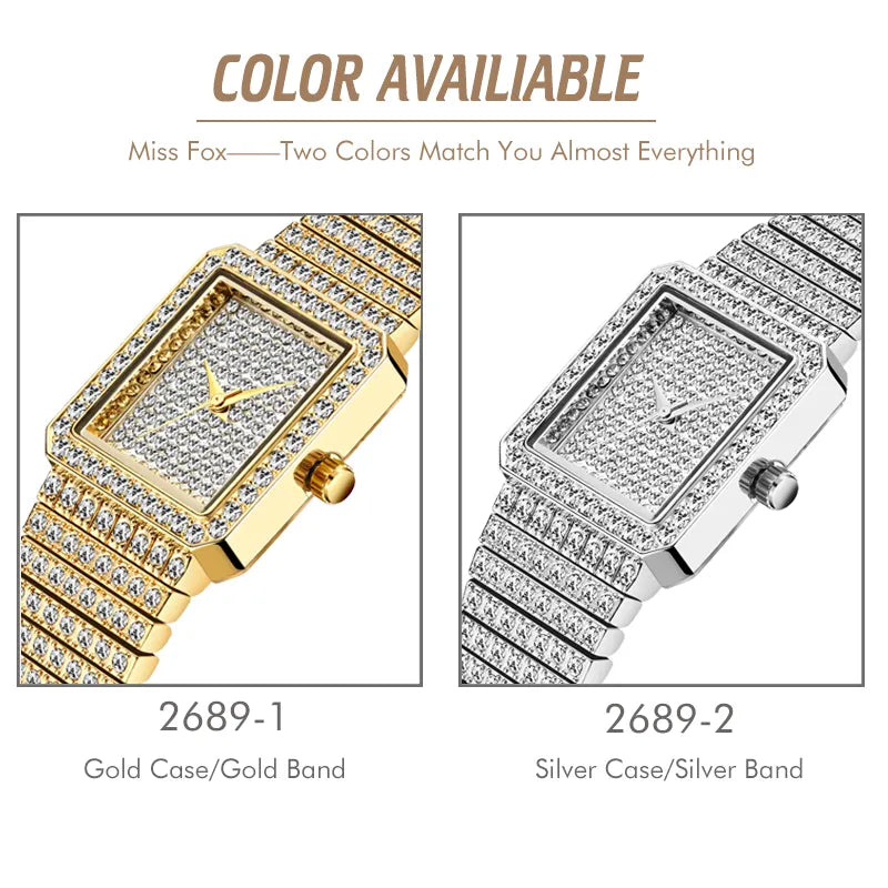 Luxury Brand Ladies Gold Square Watch