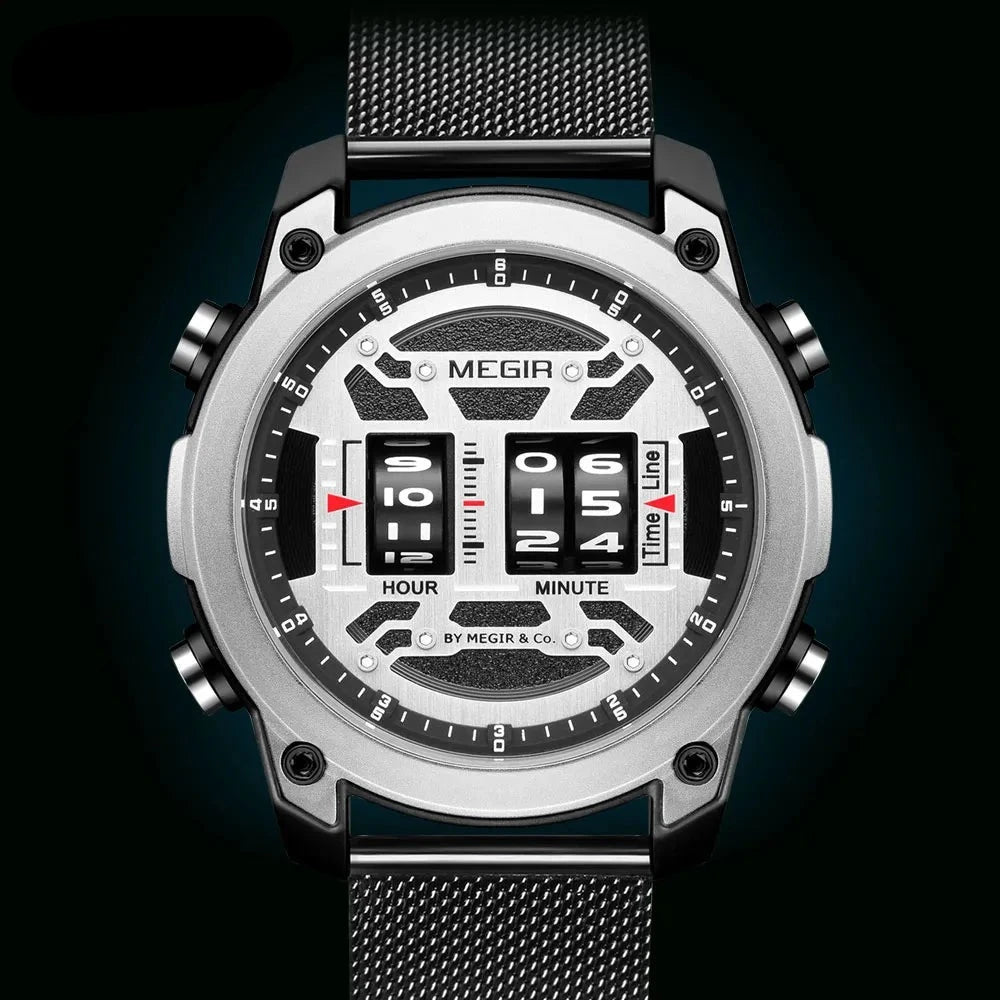 Digital Roller Numbers Quartz Watch