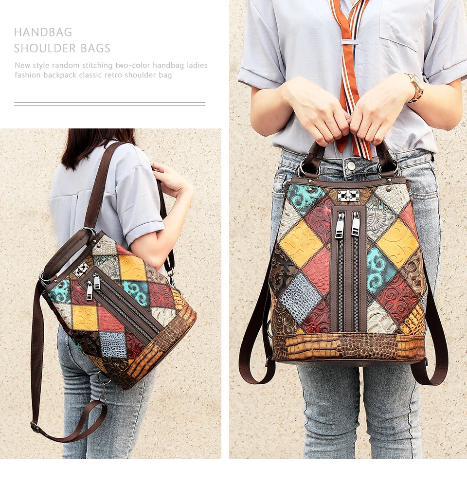 Bolsos tipo mochila de cuero genuino