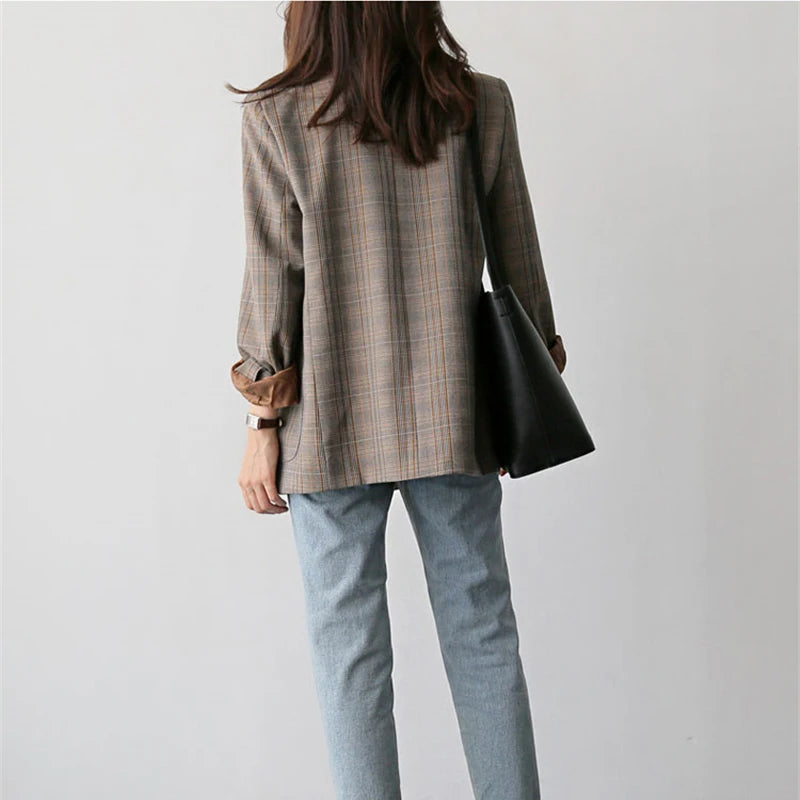 Vintage karierter zweireihiger Blazer
