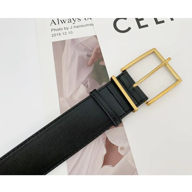 Square Pin Buckle Imitation Leather Belt