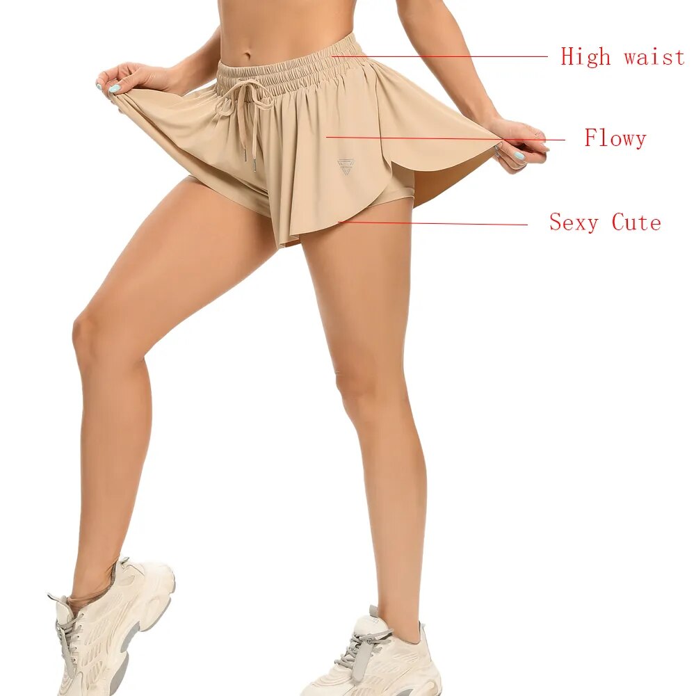 Women's High Waist 2 in 1 Fitness Shorts