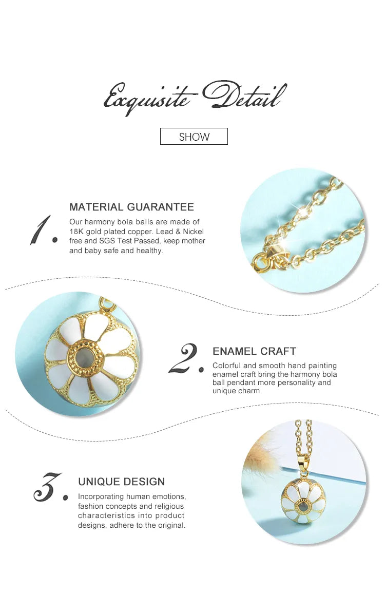 Flower Bell Ball Pendant Harmony Necklace